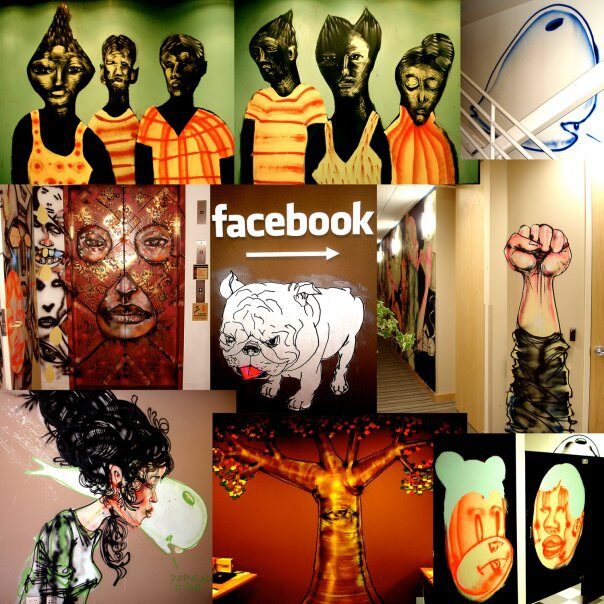  Картини на Дейвид Чоу от стените на офиса на Facebook в Пало Алто