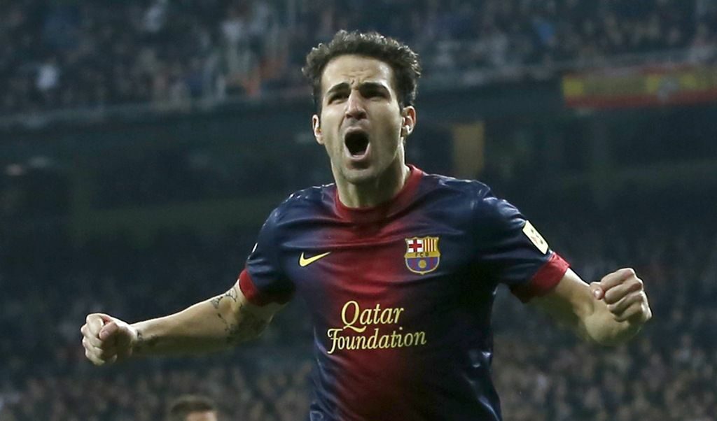 Сеск Фабрегас се радва на попадението във вратата на мадридчани Сеск Фабрегас се радва на попадението във вратата на мадридчани