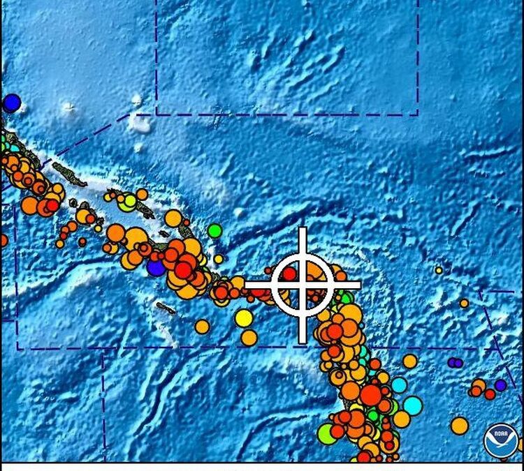 Карта на най-застрашените от цунами райони, разпространена от Pacific Tsunami Warning Center