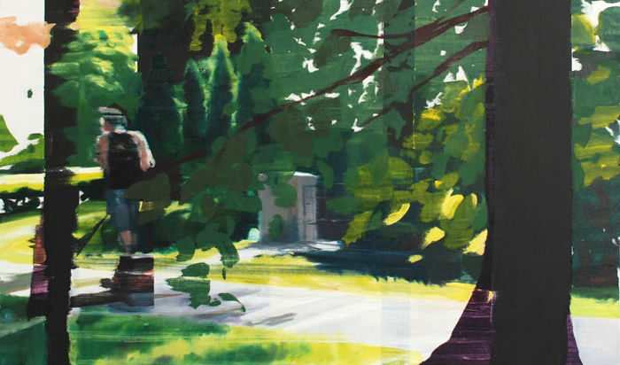 Петър Минчев, Озеленяване, 2009, маслени бои, акрил, платно, 100 х 100 см.
Peter Mintchev, Gardening Service, 2009, oil, acrylic, canvas, 100 x 100 cm