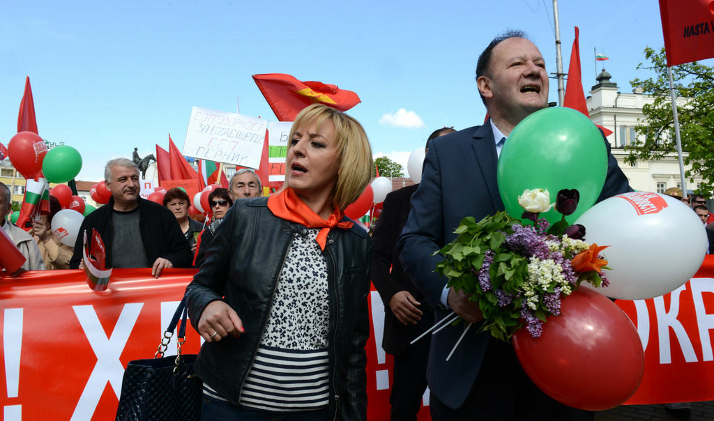 Михаил Миков и Мая Манолова на празненството на БСП за 1 май