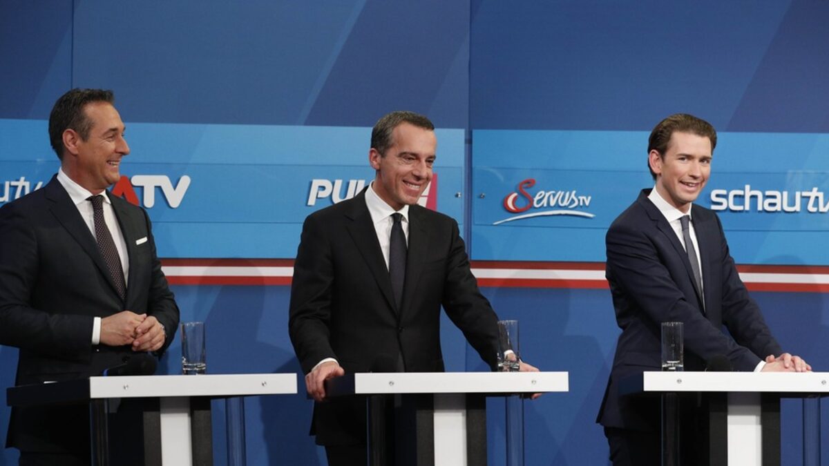 Лидерите на Партията на свободата, Социалдемократическата партия и Австрийската народна партия - Хайнц-Кристиан Щрахе, Кристиан Керн и Себастиан Курц.