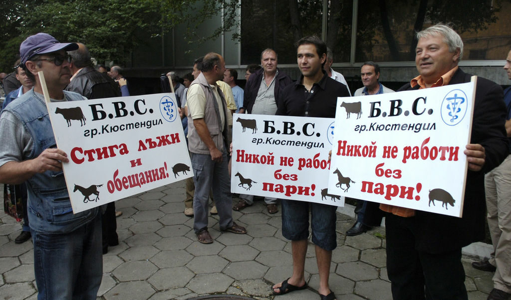 Кадър от протест на ветеринарни лекари през 2009 г.