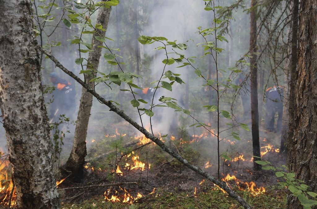 Пожар в Красноярск, източна Русия.