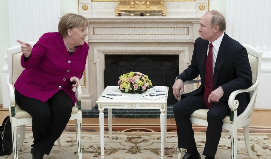 Германският канцлер Ангела Меркел и руският президент Владимир Путин в Москва, 11 януари
