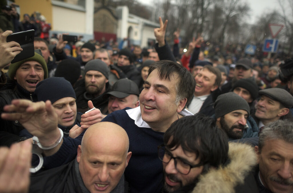 Бившият украински президент Михаил Саакашвили на протест срещу властта в Украйна, 5 декември 2017 г.