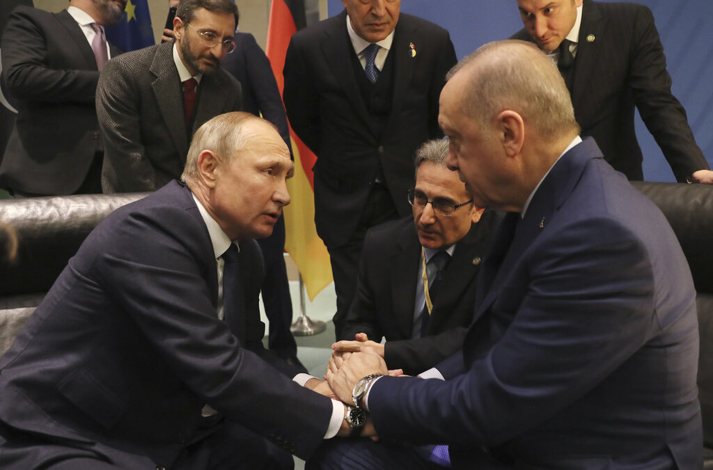 Президентите на Русия и Турция, Владимир Путин и Реджеп Ердоган.