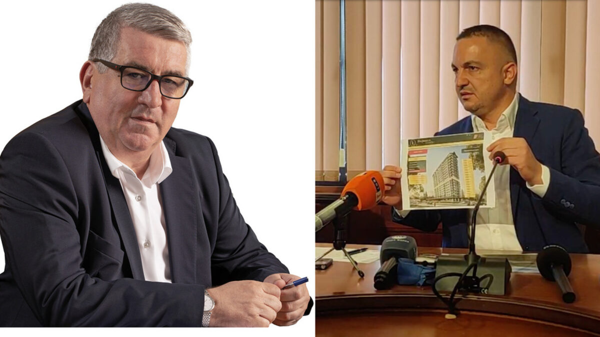 Христо Димитров (вляво), кандидат за кмет на Варна от коалиция "Алтернатива на гражданите", и Иван Портних - действащ кмет на града