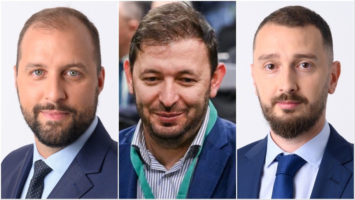 Бившият зам.-кмет на столицата Никола Барбутов, задържан под стража /в средата/, кметът на "Люлин" Георги Тодоров /вляво/ и на "Младост" Ивайло Кукурин /вдясно/.