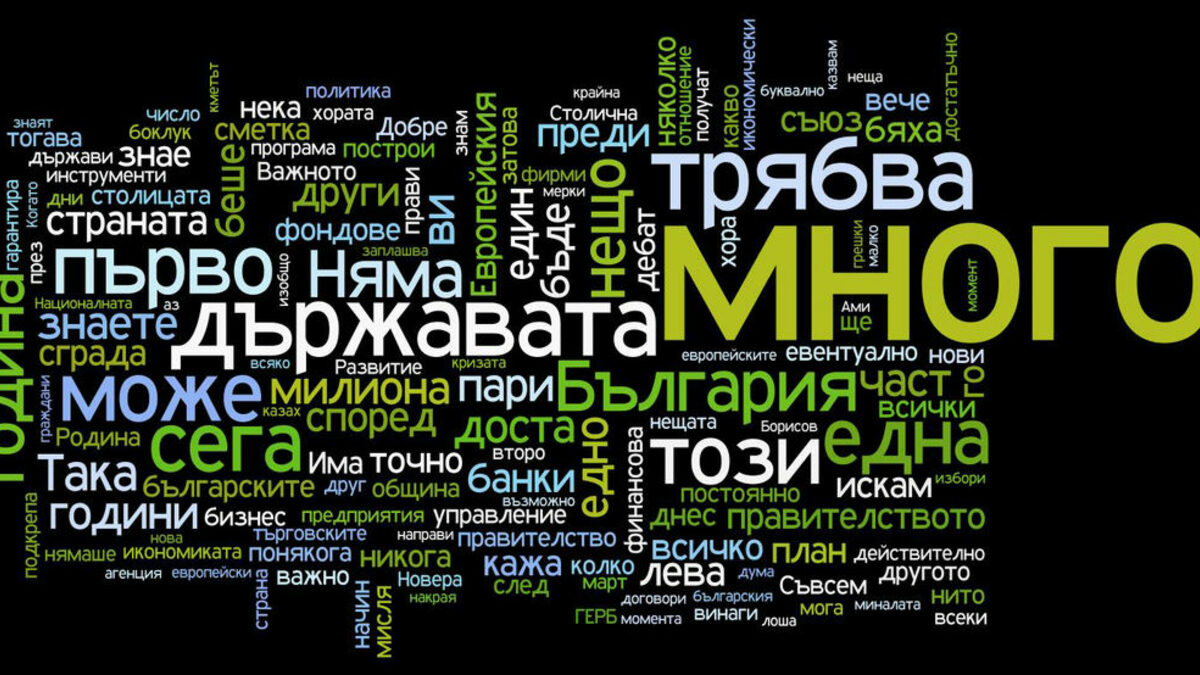 Най-често употребяваните от премиера думи в интервюто.<br />