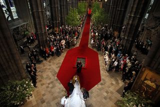 General view inside the Westminster Abbey as Kate Middleton arrives with her father Michael for her marriage to Britain's Prince William in central London