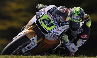 Honda MotoGP rider Elias of Spain rides during the first practice session of the Australian Grand Prix on Phillip Island near Melbourne