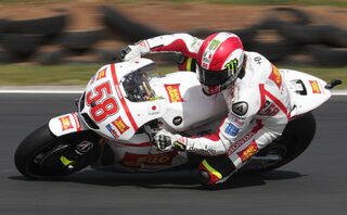 Honda MotoGP rider Simoncelli rides during the qualifying session of the Australian Grand Prix on Phillip Island