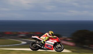 Ducati MotoGP rider Rossi of Italy rides during the third practice session of the Australian Grand Prix on Phillip Island near Melbourne