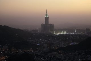 A view of Mecca's Grand Mosque and the four-faced Clock Tower seen during the annual haj pilgrimage, from Mount Al-Noor in Mecca