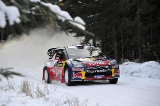 France's Loeb drives his Citroen DS3 WRC during the qualification for the World Rally Championship Rally Sweden in Hagfors
