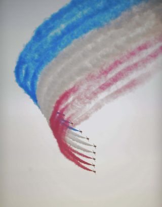 Red Arrows fly over Hyde Park as Duran Duran performs on stage in London