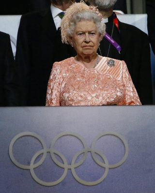 Britain's Queen Elizabeth attends the opening ceremony of the London 2012 Olympic Games