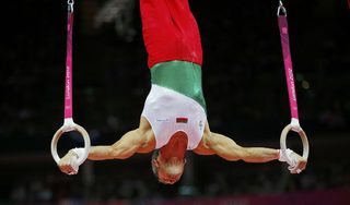 Bulgaria's Jordan Jovtchev competes in the men's gymnastics rings final during the London 2012 Olympic Games