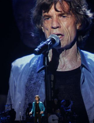 Mick Jagger performs onstage during the Rolling Stones final concert of their "50 and Counting Tour" in Newark