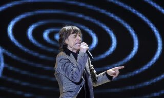 Mick Jagger performs onstage during the Rolling Stones final concert of their "50 and Counting Tour" in Newark