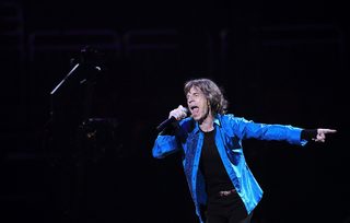 Mick Jagger performs onstage during the Rolling Stones final concert of their "50 and Counting Tour" in Newark