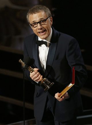 Austrian-German actor Christoph Waltz accepts the Oscar for best supporting actor for his role in the film "Django Unchained" at the 85th Academy Awards in Hollywood