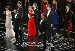 The cast "Les Miserables" performs during the 85th Academy Awards in Hollywood
