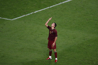 Portugal's Cristiano Ronaldo celebrates after the penalty shootout in the World Cup 2006 quarter-final soccer match between England and Portugal in Gelsenkirchen