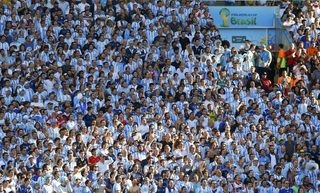 Argentina fans watch the 2014 World Cup final between Germany and Argentina at the Maracana stadium