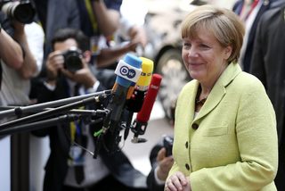Germany's Chancellor Merkel arrives at an European Union leaders summit in Brussels