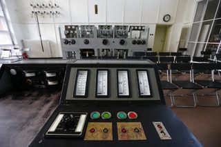 A part of a radio station facility is pictured inside a building of Gliwice radio station, functioning today as the department of the municipal museum, in Upper Silesia
