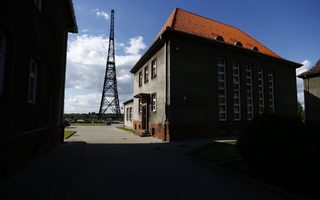 View of Gliwice radio tower and radio station buildings