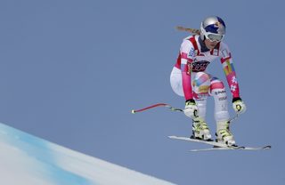 Lindsey Vonn of the US skis during the women's downhill training run for the Alpine Skiing World Cup Finals race in Meribel