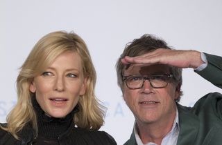 Cast member Cate Blanchett and director Todd Haynes attend a news conference for the film "Carol" in competition at the 68th Cannes Film Festival in Cannes