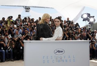 Cast members Cate Blanchett and Rooney Mara pose during a photocall for the film "Carol" in competition at the 68th Cannes Film Festival in Cannes