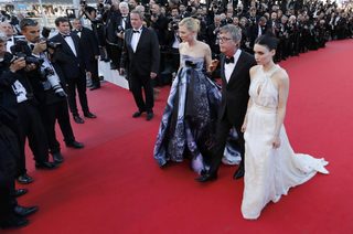 Director Todd Haynes, cast members Cate Blanchett and Rooney Mara arrive for the screening of the film "Carol" in competition at the 68th Cannes Film Festival in Cannes