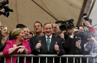 Irish Prime Minister Enda Kenny reacts as Ireland voted in favour of allowing same-sex marriage in a historic referendum, in Dublin