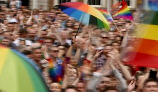 People react as Ireland voted in favour of allowing same-sex marriage in a historic referendum, in Dublin
