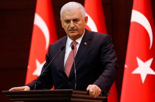File photo of Turkey's Prime Minister Yildirim addressing the media in Ankara