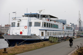 View of floating hotel "Amanpuri", housing migrants whose asylum procedure has been declined in Groningen