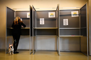 People vote during the general election in The Hague