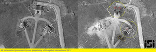 The Syrian Shayrat airfield base is pictured in undated before and after satellite imagery.