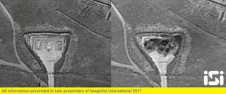 The Syrian Shayrat airfield base is pictured in undated before and after satellite imagery.