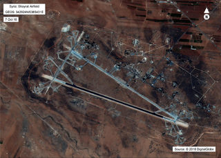 Shayrat Airfield in Homs, Syria is seen in this DigitalGlobe satellite image