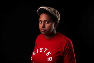 Ashleigh Strange, 29, poses for a #MeToo portrait in Detroit