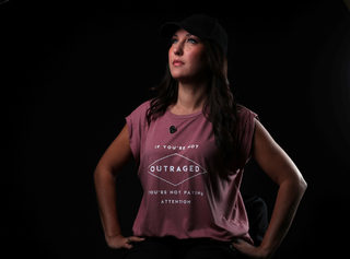 Theresa Joy, 39, poses for a #MeToo portrait in Detroit
