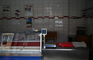 Closed butcher shop are seen in Srebrenica