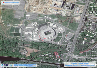 A picture taken from the International Space Station shows the Spartak Stadium in Moscow
