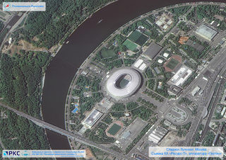 A picture taken from the International Space Station shows the Luzhniki Stadium in Moscow